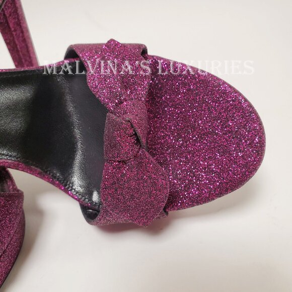 SAINT LAURENT SHOES HALL GLITTERED PLATFORM SANDALS sz IT 40 US 9.5 - Picture 12 of 15